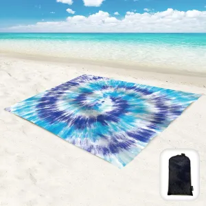 Beach Blanket Waterproof Sandproof Oversized 95”x 80”,Sand Free Beach Mat with Corner Pockets,Portable Mesh Bag for Beach Festival,Picnic,Travel and Outdoor Camping (Blue)