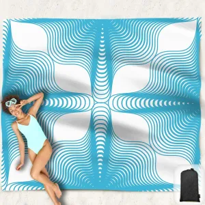 Beach Blanket Waterproof Sandproof Oversized 95”x 80”,Sand Free Beach Mat with Corner Pockets,Portable Mesh Bag for Travel and Outdoor Camping (Dreamsea) (SkyBlue)