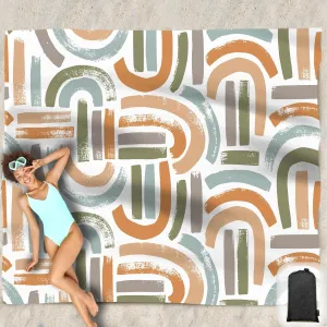 Beach Blanket Waterproof Sandproof Oversized 95”x 80”,Sand Free Beach Mat with Corner Pockets,Portable Mesh Bag for Travel and Outdoor Camping (Maze)