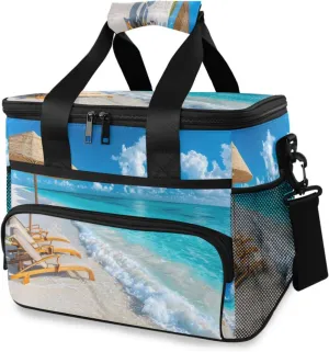 Beach Clear Sky Ocean Cooler Bag Insulated Cooler Soft Sided Cooler 24 Can Portable Picnic Bag Large Leakproof Lunch Bag Box for Beach Grocery Camping Travel Car Men Women