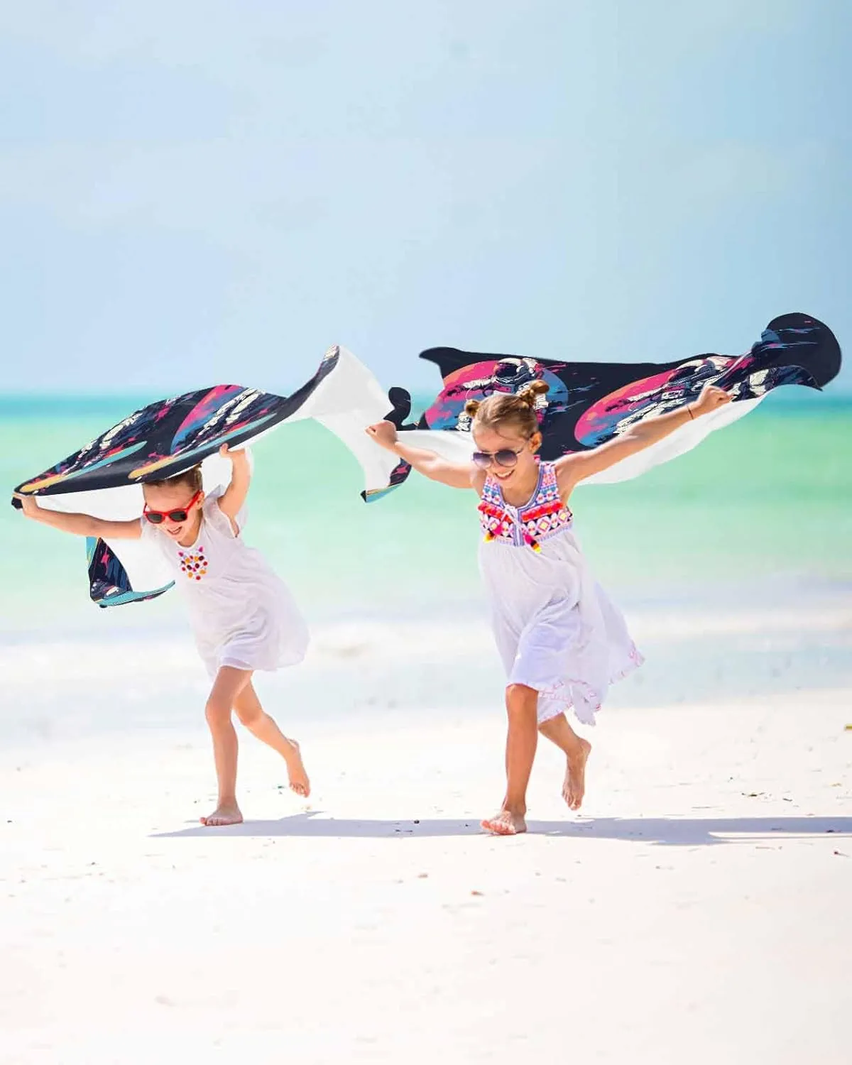 Beach Towel Creative Sport Astronauts Bath Pool Towels Watercolor Skateboarding Universe Sand Free Blanket Quick Dry Lightweight Travel Blankets for Adults Gifts 30x60in