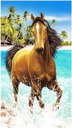 Beach Towel Oversized Horse Print 40x71 inch Microfiber Bath Shower Towel for Kids Adult Great for Swim Spa Travel Camping Sunbed Cover Yoga Towel Manduka Picnic Poolside