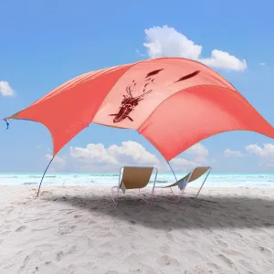 Beach Wind Shade Canopy, Shade Sun Shelter Tent for Beach, Backyard, Grassland, Park, Light Weight, Easy Set Up, 150 Sq. Ft. of Shade for 3-6 People, Burnt Coral