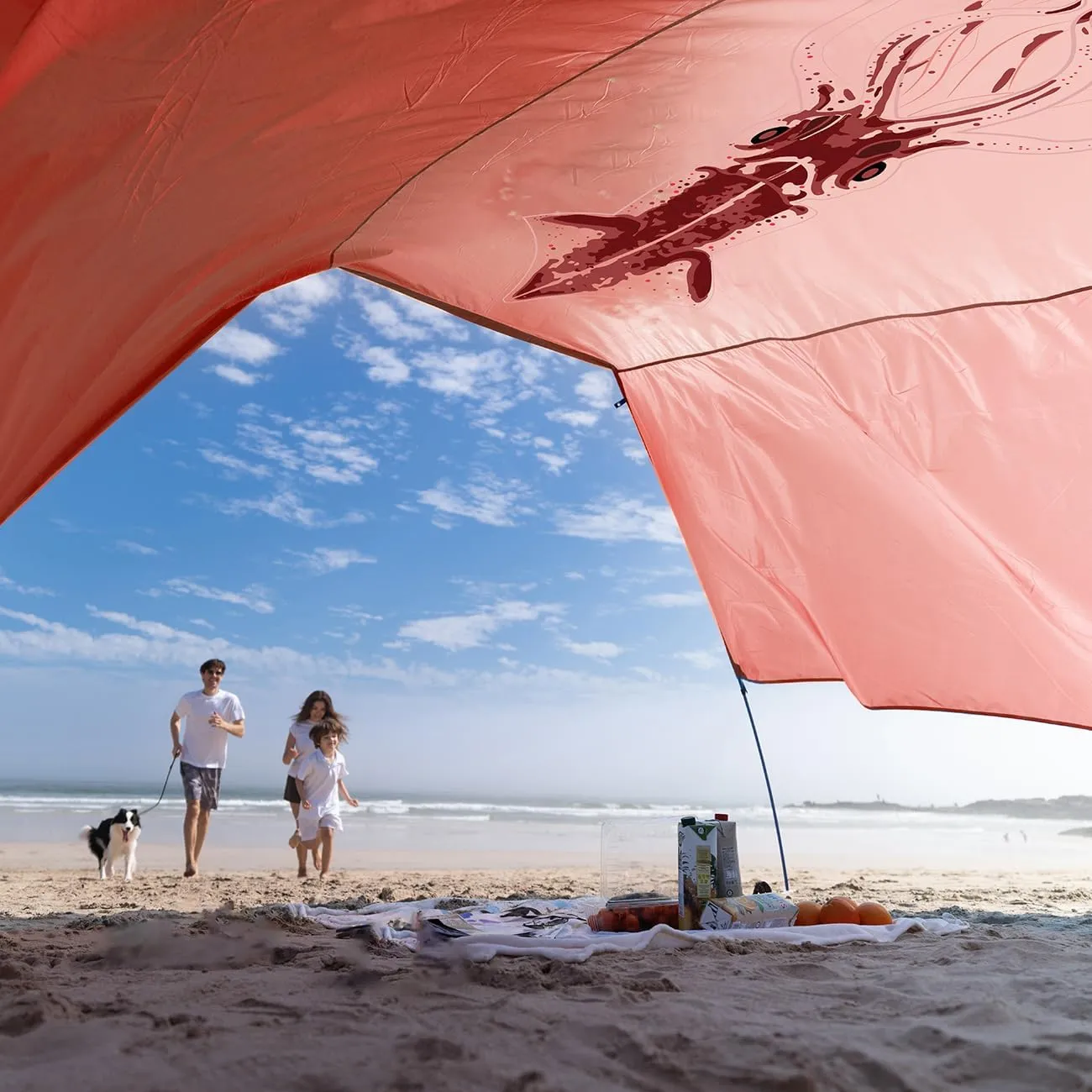 Beach Wind Shade Canopy, Shade Sun Shelter Tent for Beach, Backyard, Grassland, Park, Light Weight, Easy Set Up, 150 Sq. Ft. of Shade for 3-6 People, Burnt Coral