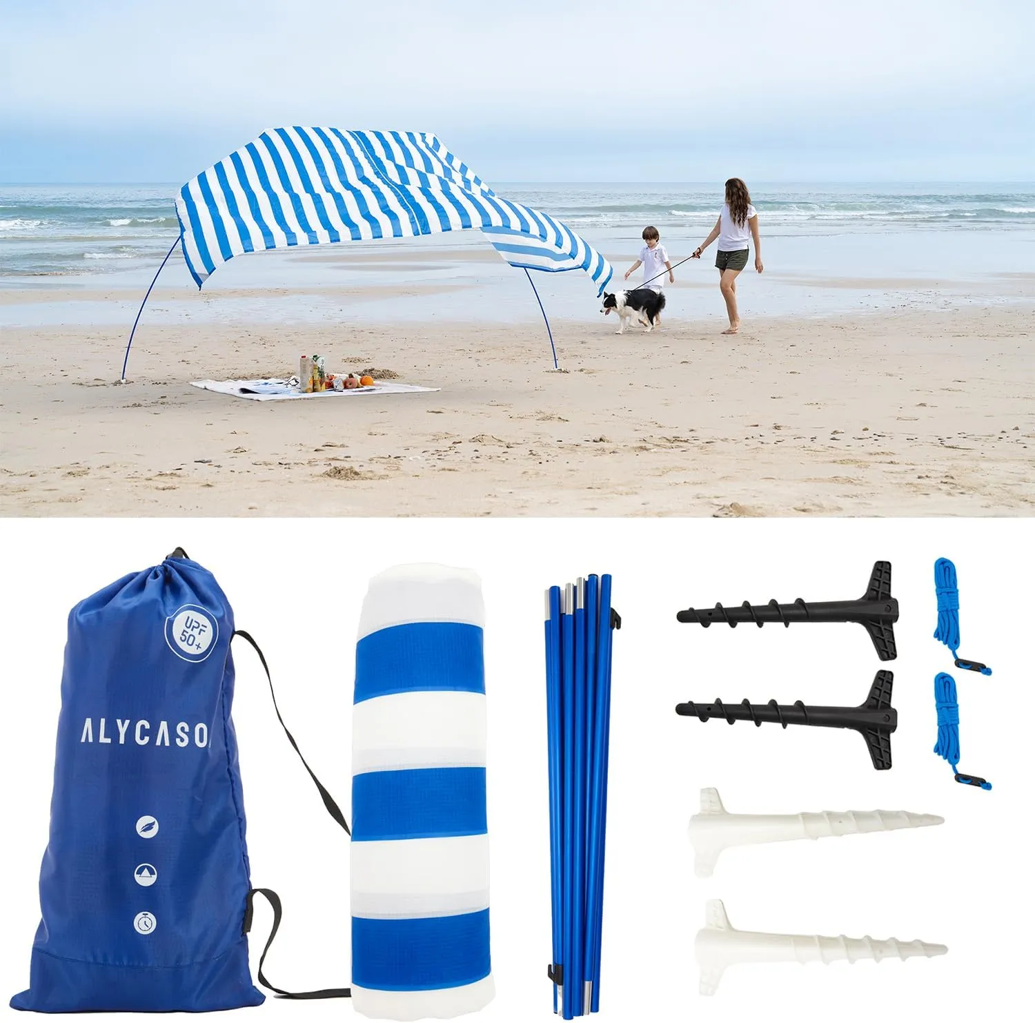 Beach Wind Shade Canopy, Shade Sun Shelter Tent for Beach, Backyard, Grassland, Park, Light Weight, Easy Set Up, 78 Sq. Ft. of Shade for 1-3 People, Lite Regatta