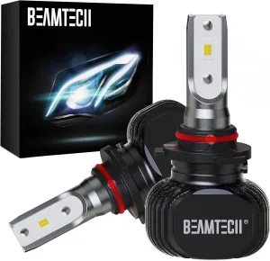 BEAMTECH 900-5 Bulbs, S1 Series HB-3 Fanlsess 300% Brighter 6500K White Fog Light, 2 Bulbs