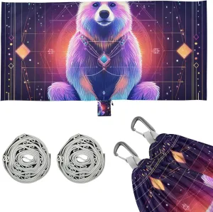 Bear Neon Mystery Tarot Cards Outdoor Hammock with Tree Straps Portable Hammock for Indoor Outdoor Patio