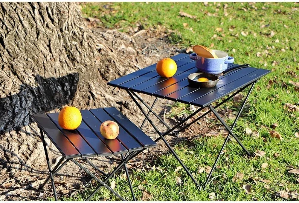 Bed Bath & Beyond Folding Table, Portable Camping Table, Aluminum Collapsible Table top Ultralight Compact with Carry Bag Black 15.7" D x 22.5" W x 15.7" H