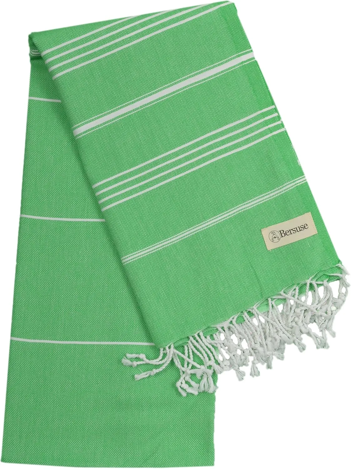 Bersuse Beach Towels Peshtemal Turkish Towels Anatolia Collection Premium Turkish Beach Towel, 100% Cotton, Large, Quick-Dry, Sand-Free, Lightweight - 37x70 Inches, Green
