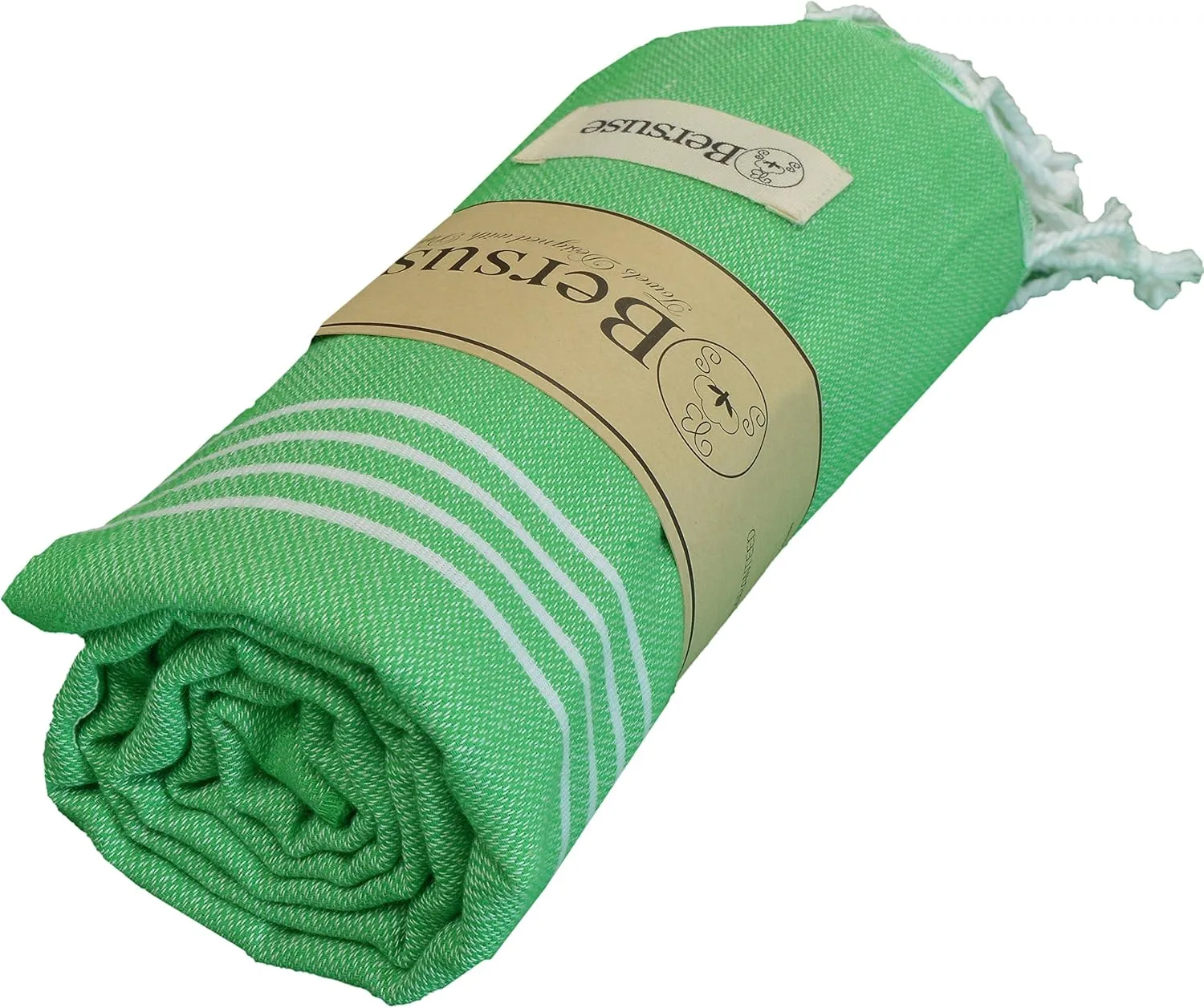 Bersuse Beach Towels Peshtemal Turkish Towels Anatolia Collection Premium Turkish Beach Towel, 100% Cotton, Large, Quick-Dry, Sand-Free, Lightweight - 37x70 Inches, Green