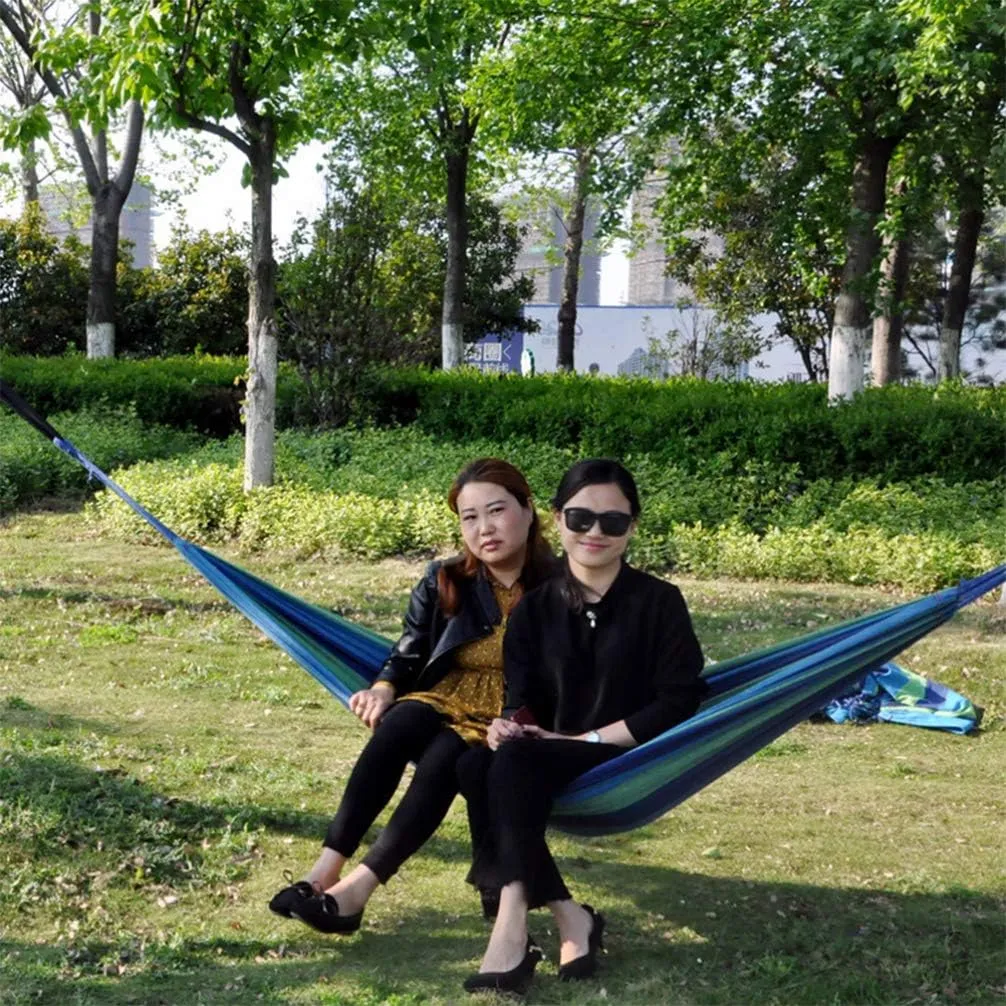 BESPORTBLE Outdoor Hammock Portable Double 2 Person Canvas Hammocks with Carrying Bag for Camping Travel Yard Garden 260x150cm (Red)