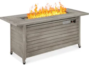 Best Choice Products 57in Propane Gas Fire Pit Table, 50,000 BTU Outdoor Rectangular Firepit for Outside, Patio w/Extruded Aluminum Table Top, Burner Lid, Storage, Cover, Glass Beads - Gray