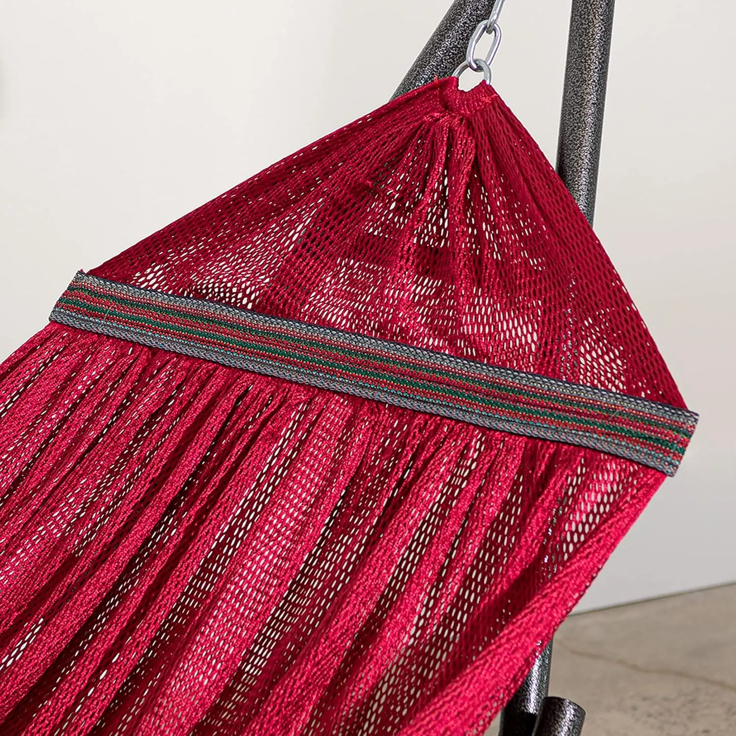 Best Home Fashion Hammock for 2 Persons with Collapsible Steel Stand 600 lbs Capacity- Portable Carrying Case, Adjustable, Perfect for Camping Beach Patio, EZ Daze Foldable Hammock with Stand- RED