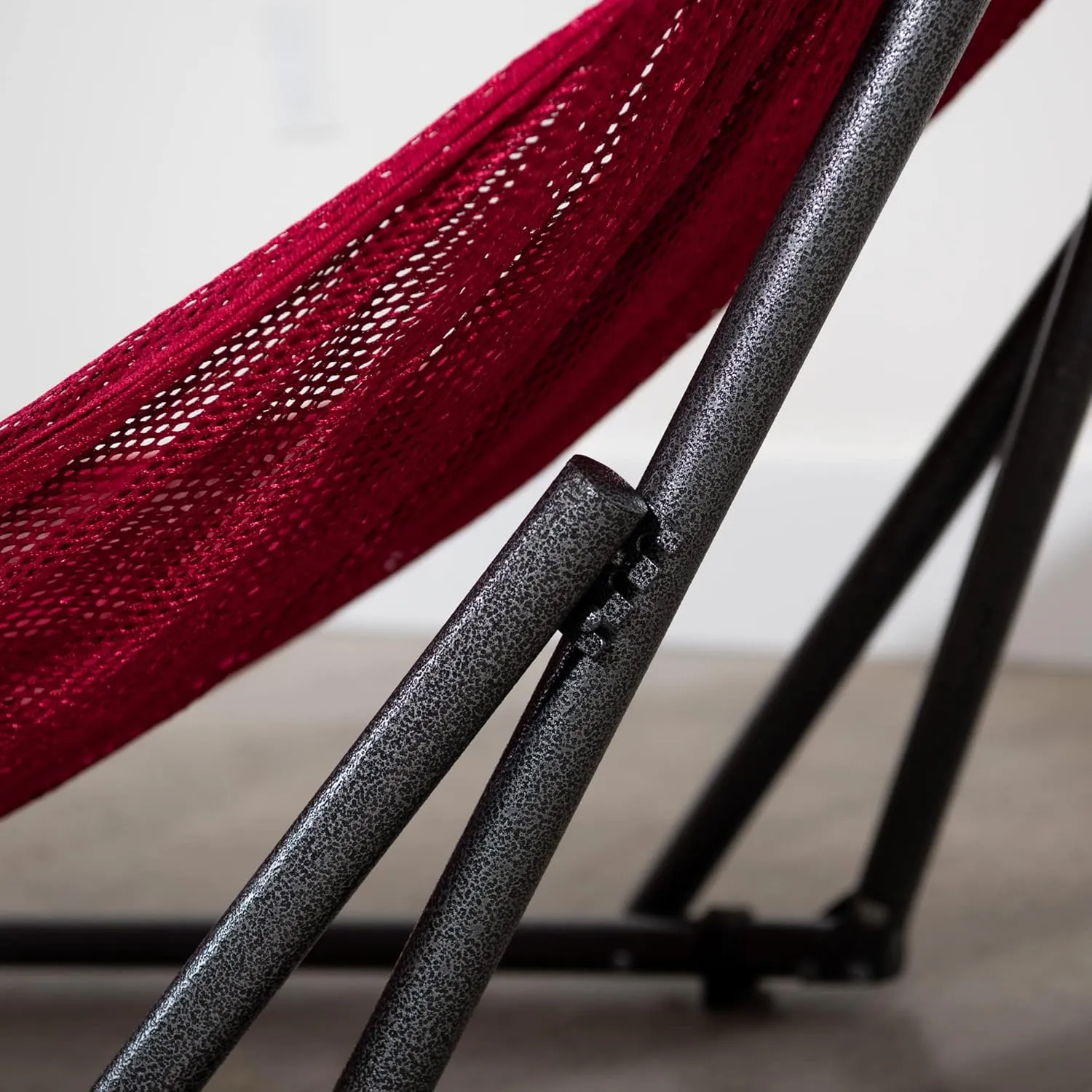 Best Home Fashion Hammock for 2 Persons with Collapsible Steel Stand 600 lbs Capacity- Portable Carrying Case, Adjustable, Perfect for Camping Beach Patio, EZ Daze Foldable Hammock with Stand- RED