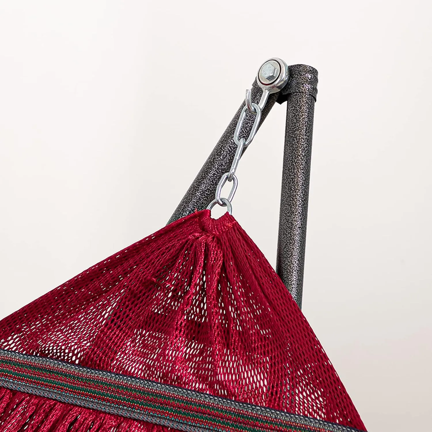 Best Home Fashion Hammock for 2 Persons with Collapsible Steel Stand 600 lbs Capacity- Portable Carrying Case, Adjustable, Perfect for Camping Beach Patio, EZ Daze Foldable Hammock with Stand- RED