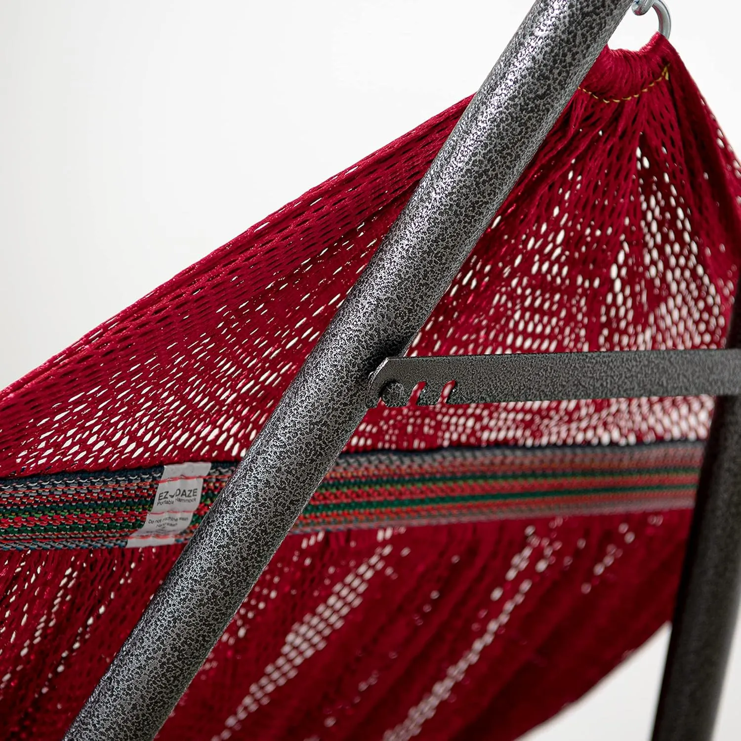Best Home Fashion Hammock for 2 Persons with Collapsible Steel Stand 600 lbs Capacity- Portable Carrying Case, Adjustable, Perfect for Camping Beach Patio, EZ Daze Foldable Hammock with Stand- RED
