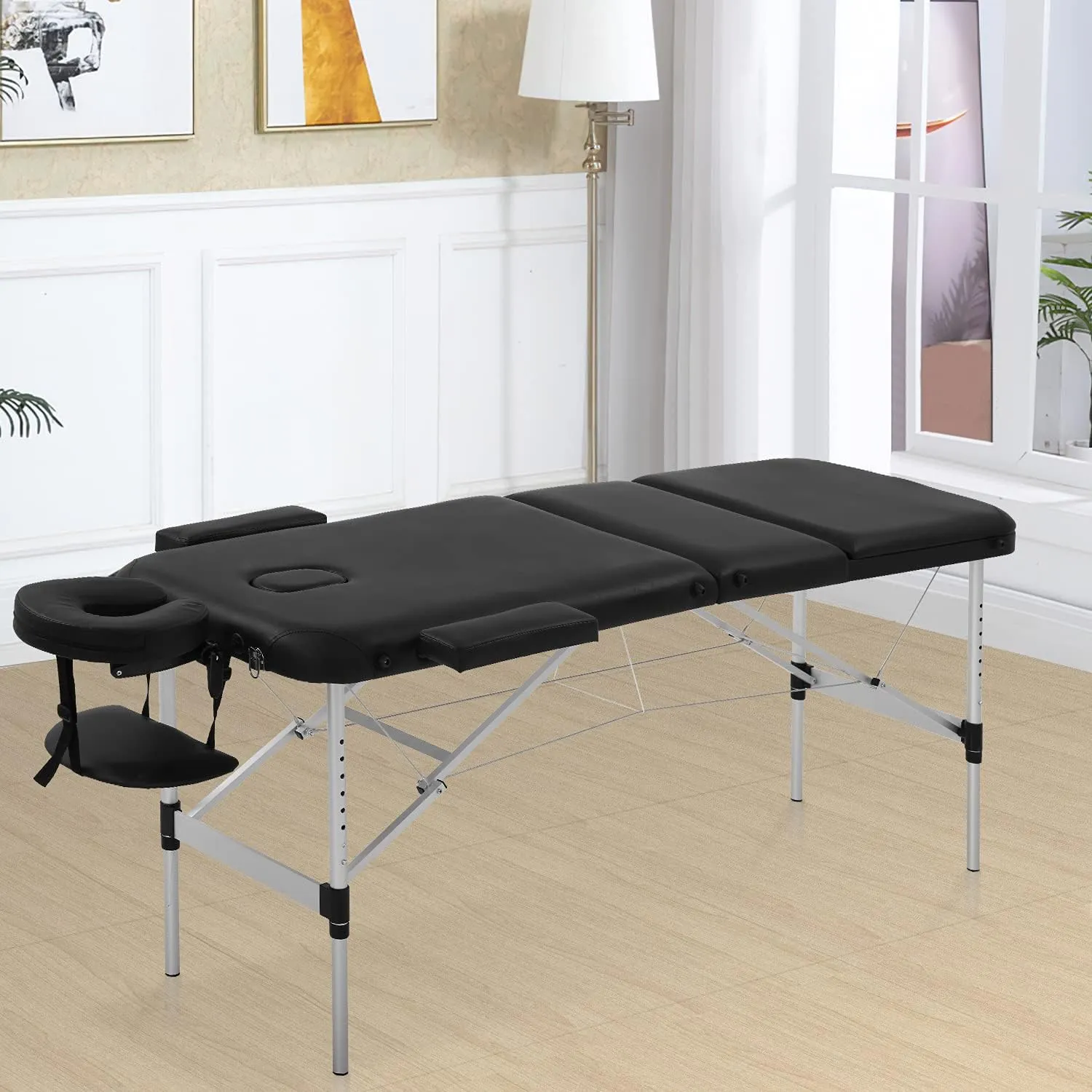 BestMassage Aluminium Massage Bed Portable Massage Table 24 inche Wide Lash Bed Heigh Adjustable 3 Folding Spa Table with Non-Woven Bag for Spa Footmassage Facial CareSpa Tattoo