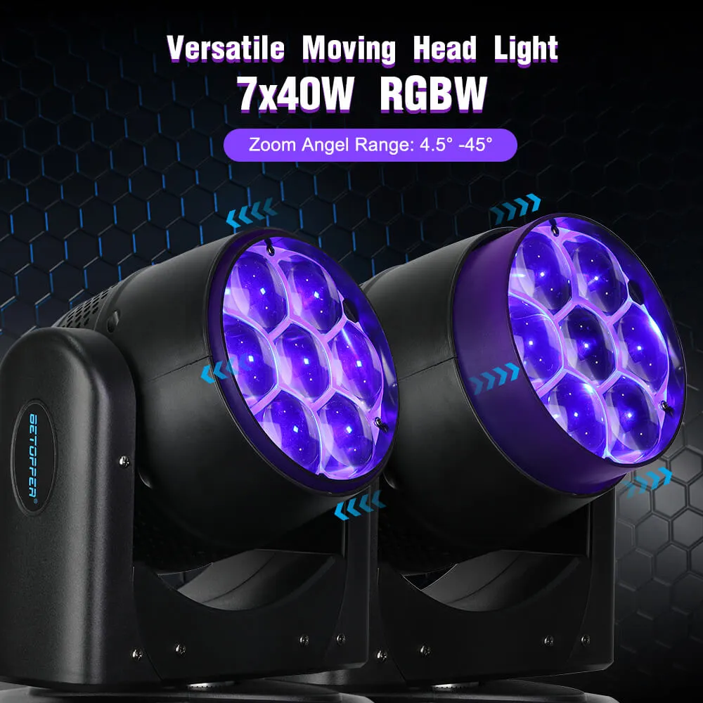 Betopper LM0740 7x40W Wash&Zoom Moving Head Lights Standard version (4pcs)