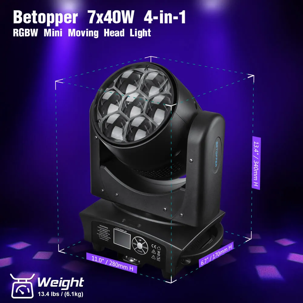 Betopper LM0740 7x40W Wash&Zoom Moving Head Lights Standard version (4pcs)