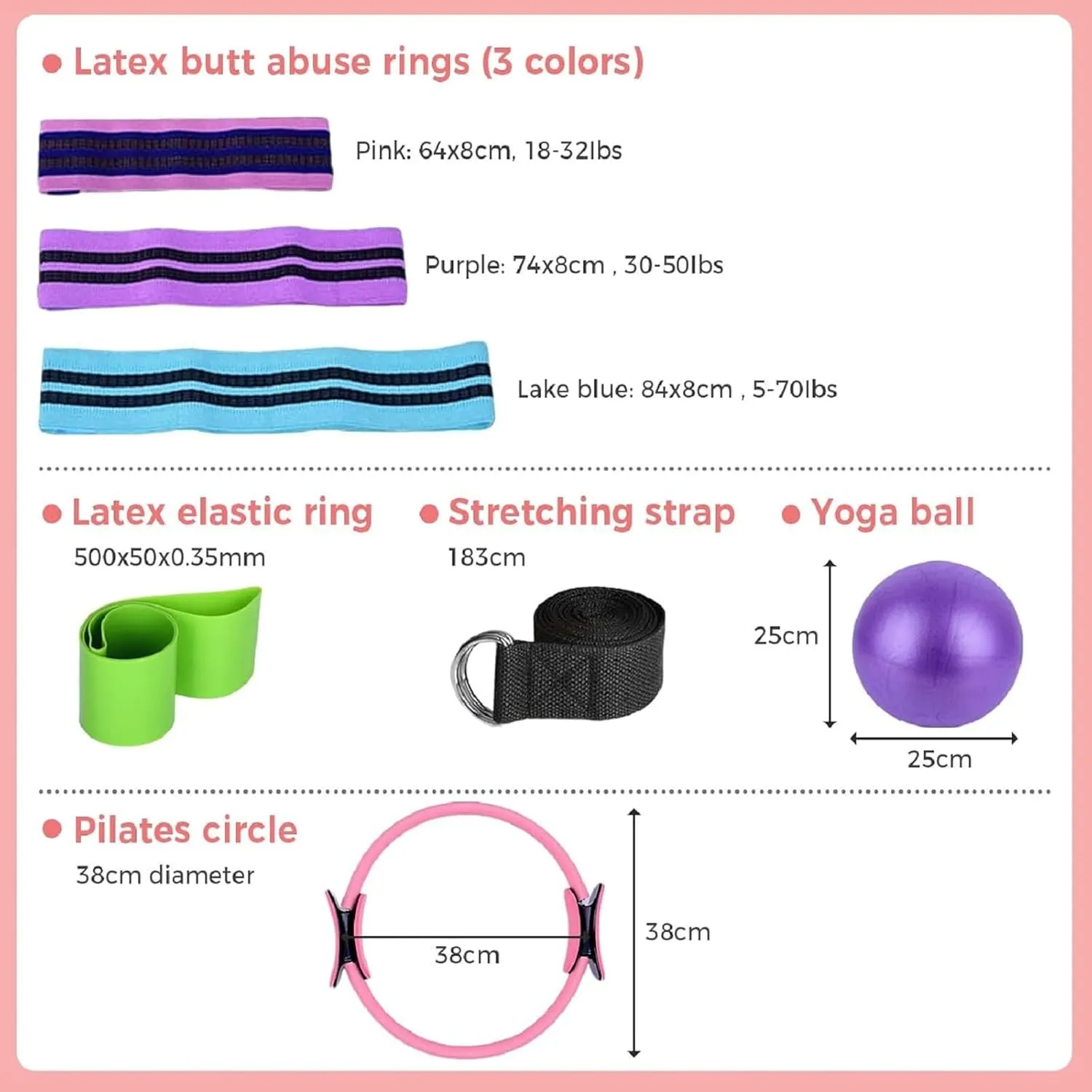 Better Me Pilates Kit, Pilates Essentials Kit for Women, Yoga Essential Sets for Women, Hip Exercise Band Yoga Ball 25cm Figure 8 Resistance Band,Portable Fitness Equipment