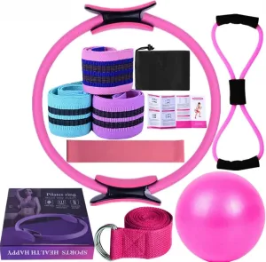 Better Me Pilates Kit, Pilates Essentials Kit for Women, Yoga Essential Sets for Women, Hip Exercise Band Yoga Ball 25cm Figure 8 Resistance Band,Portable Fitness Equipment