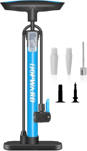 Bicycle Tire Pump Portable, Hand Air Pump for Bike Exercise Balls Inflatables, Fits Presta & Schrader Valve, Bike Floor Pump with Ball Pump Needle for Soccer Volleyball Basketball Inflator