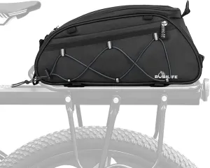 Bike Rear Rack Insulated Trunk Bag - 10L Large Capacity Waterproof Bicycle Travel Expedition Back Rack Seat Cargo Carrier Bag for Bicycle, E-Bike and Motorcycle (Side Bags No Included)