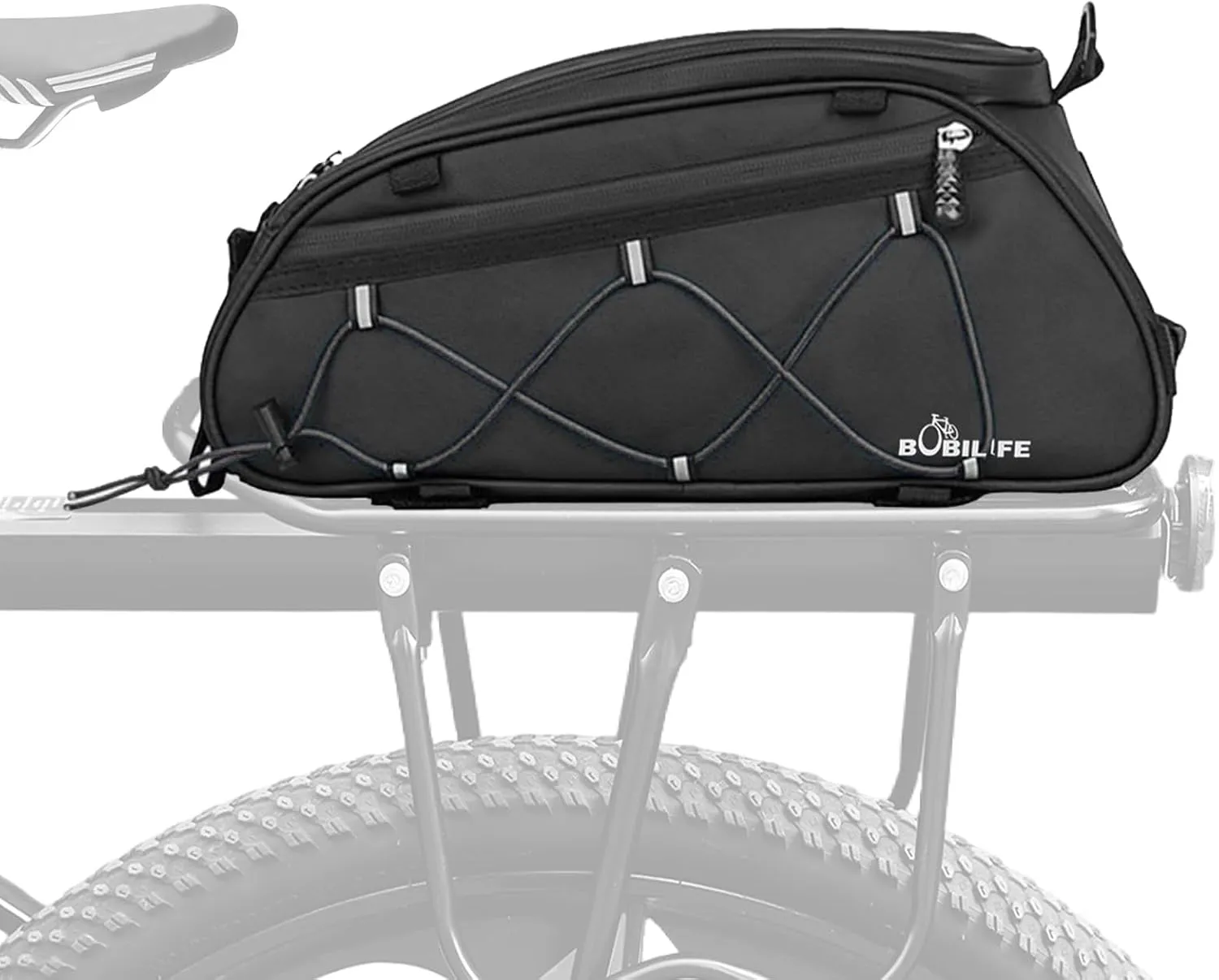 Bike Rear Rack Insulated Trunk Bag - 10L Large Capacity Waterproof Bicycle Travel Expedition Back Rack Seat Cargo Carrier Bag for Bicycle, E-Bike and Motorcycle (Side Bags No Included)