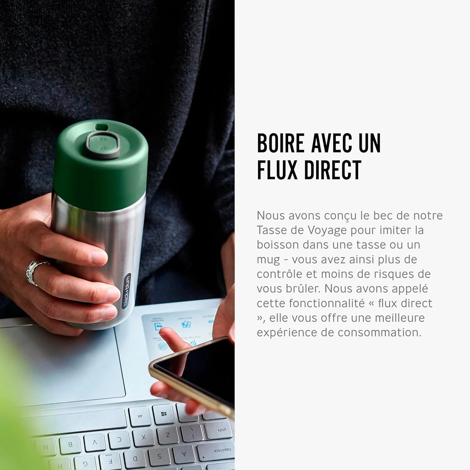 BLACK   BLUM Insulated Travel Cup | Sustainable Stainless Steel On-the-Go Mug, Dishwasher & Freezer Safe, Lid Lock, Leak-proof | Perfect for Hot & Cold Drinks | Olive, 11 oz / 340ml