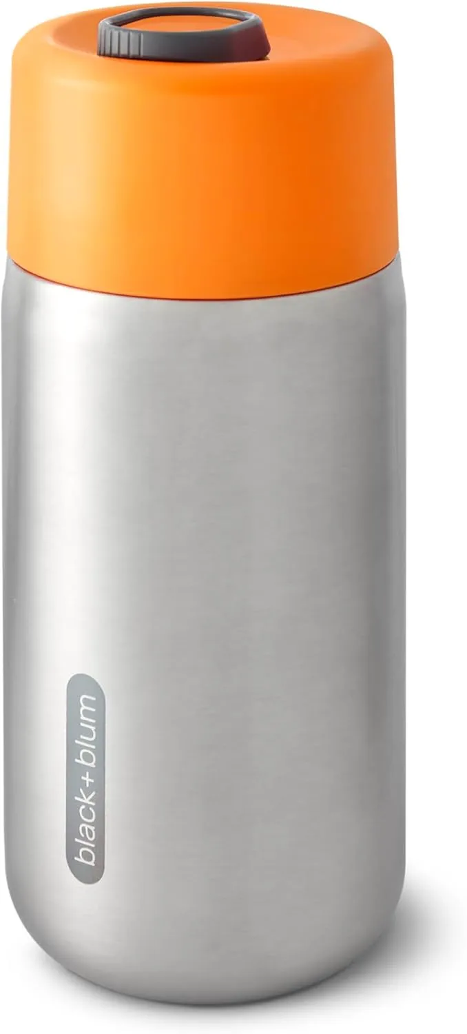 BLACK   BLUM Insulated Travel Cup | Sustainable Stainless Steel On-the-Go Mug, Dishwasher & Freezer Safe, Lid Lock, Leak-proof | Perfect for Hot & Cold Drinks | Orange, 11 oz / 340ml