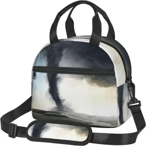 Black Tornado Funnel Lightning Lunch Bag Hand Tote Crossbody Insulated Lunch Bag Large Portable Lunch Box