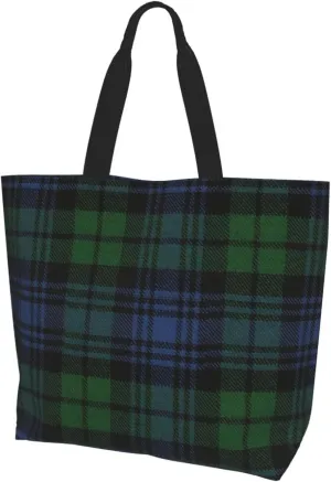 Black Watch Ancient Original Scottish Tartan Tote Bag For Women - Sturdy & Water-Repellent Polyester, Versatile Carryall For Daily Use