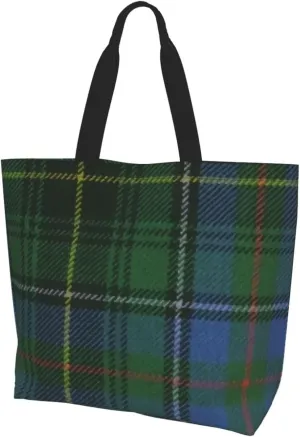 Black Watch Ancient Original Scottish Tartan Tote Bag For Women - Sturdy & Water-Repellent Polyester, Versatile Carryall For Daily Use
