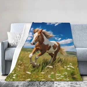 Blankets 50"x40" - Lightweight, Durable, and Compact Anti-Wrinkle Blanket for Bed, Sofa, Camping, Cinema, and Travel Horses on The Prairie Picture