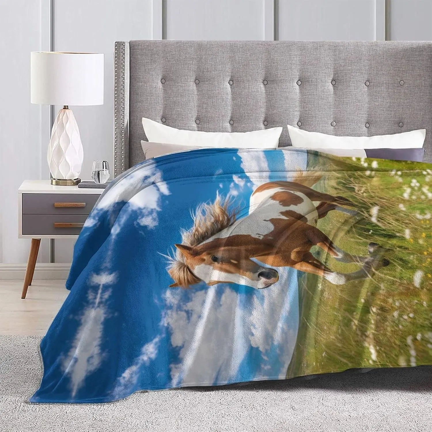 Blankets 50"x40" - Lightweight, Durable, and Compact Anti-Wrinkle Blanket for Bed, Sofa, Camping, Cinema, and Travel Horses on The Prairie Picture