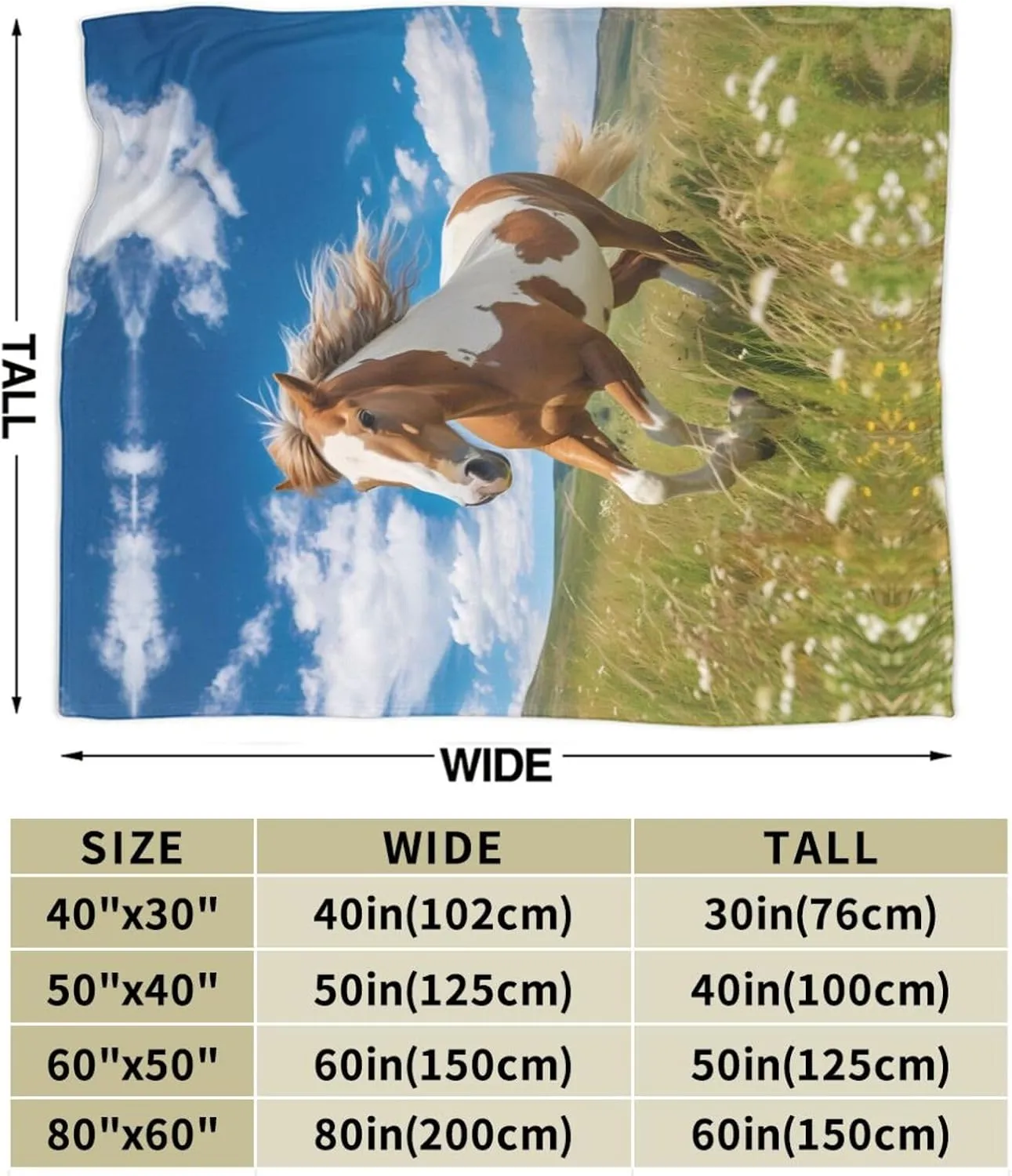 Blankets 50"x40" - Lightweight, Durable, and Compact Anti-Wrinkle Blanket for Bed, Sofa, Camping, Cinema, and Travel Horses on The Prairie Picture