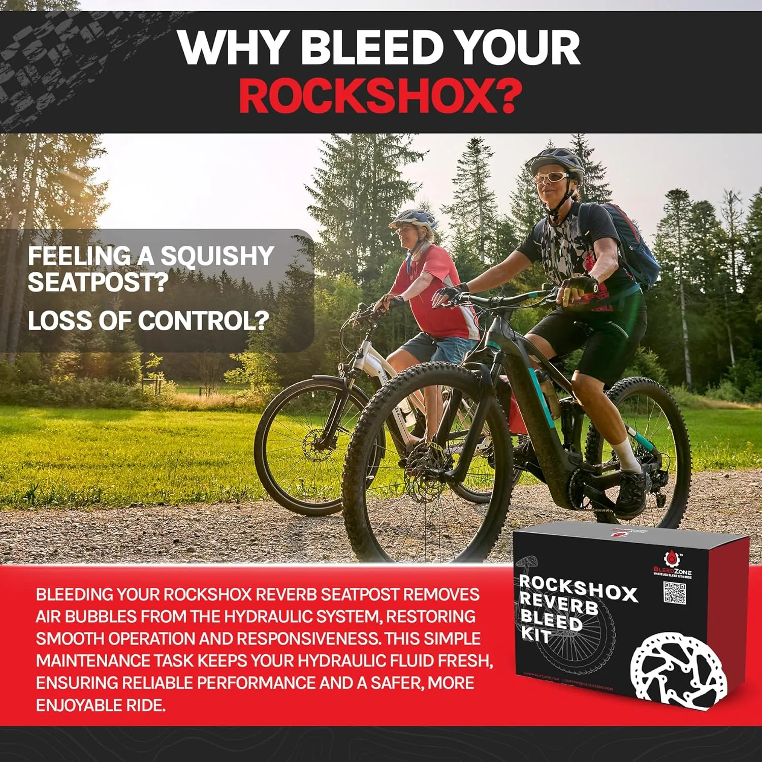 BleedZone - Bleed Kit for RockShox Reverb 1x and X-Loc with 120ml Reverb Mineral Oil, Rockshox Reverb Bleed Kit, Bike Bleeding Kit Works for Rockshox Reverb, X-Loc Bleed Kit, Bike Bleed Kit