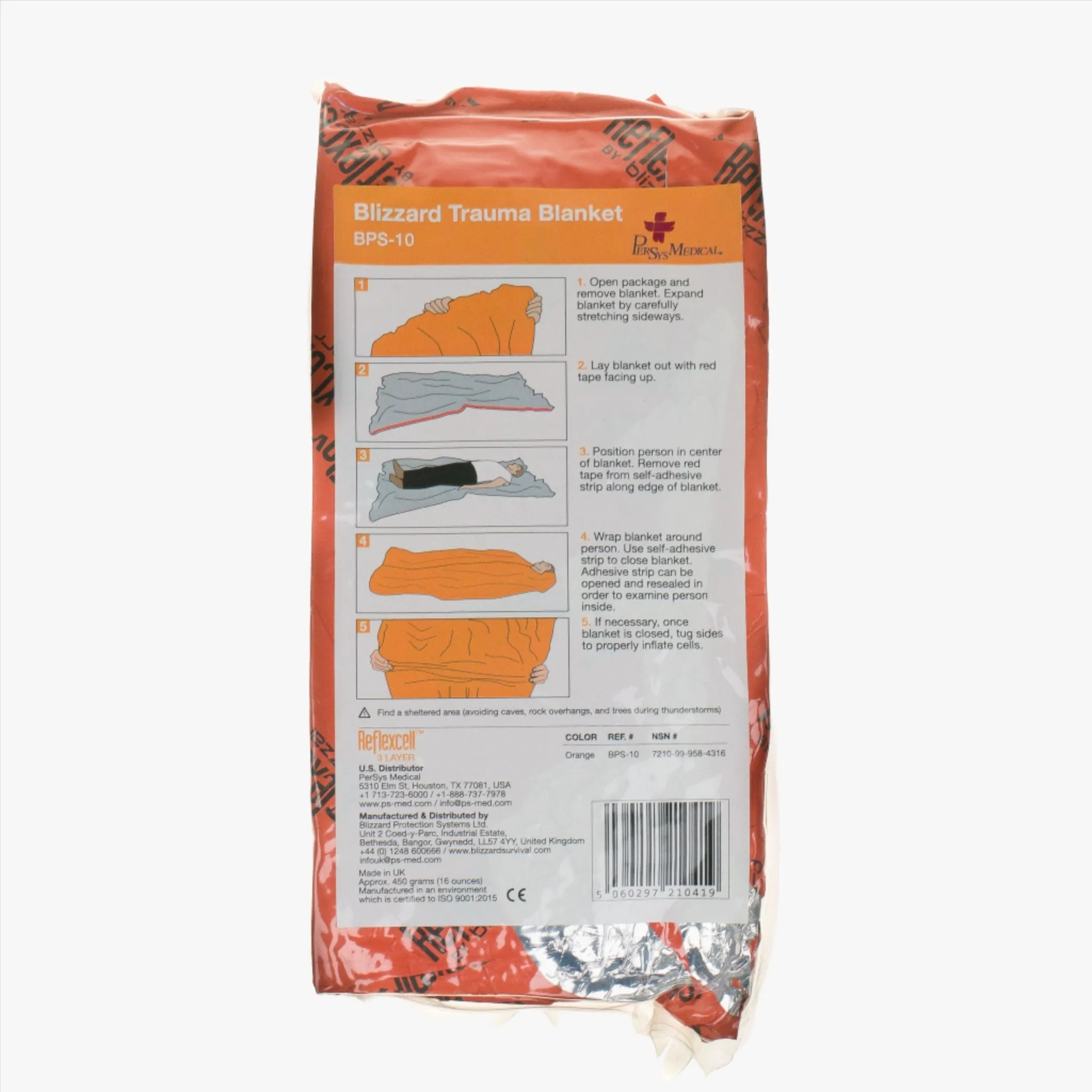 Blizzard 3 Layer Survival Blanket – Small – Orange