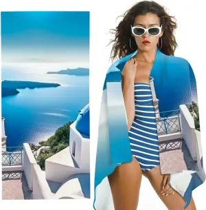 Blue Domes Large Oversized Beach Towel, Ultra-Soft Microfiber, Machine Washable, Ideal for Bathroom, Beach, Yoga, Camping, Hiking 30x60in