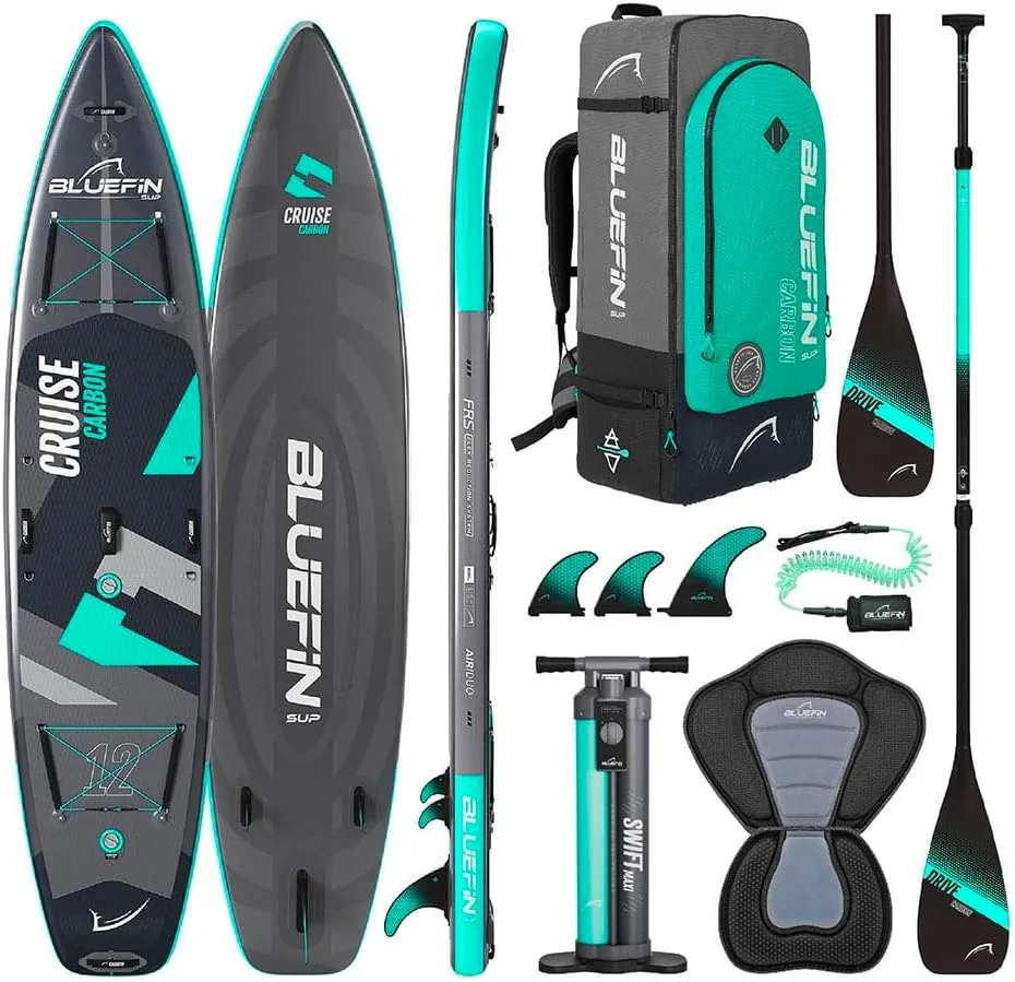 Bluefin® Cruise SUP Boards Premium Stand Up Inflatable Paddle Board Stable Design Non-Slip Design with Fibreglass Paddle & Accessories 5 Year Warranty Multiple Sizes for Adults