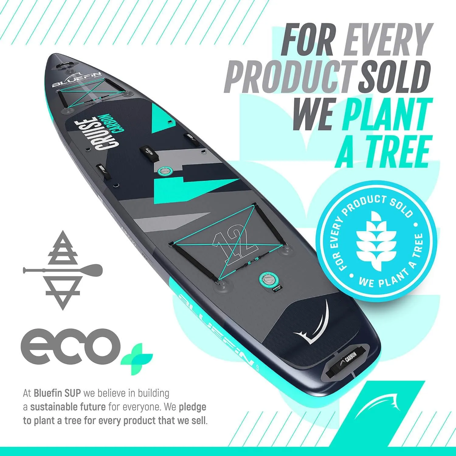 Bluefin® Cruise SUP Boards Premium Stand Up Inflatable Paddle Board Stable Design Non-Slip Design with Fibreglass Paddle & Accessories 5 Year Warranty Multiple Sizes for Adults