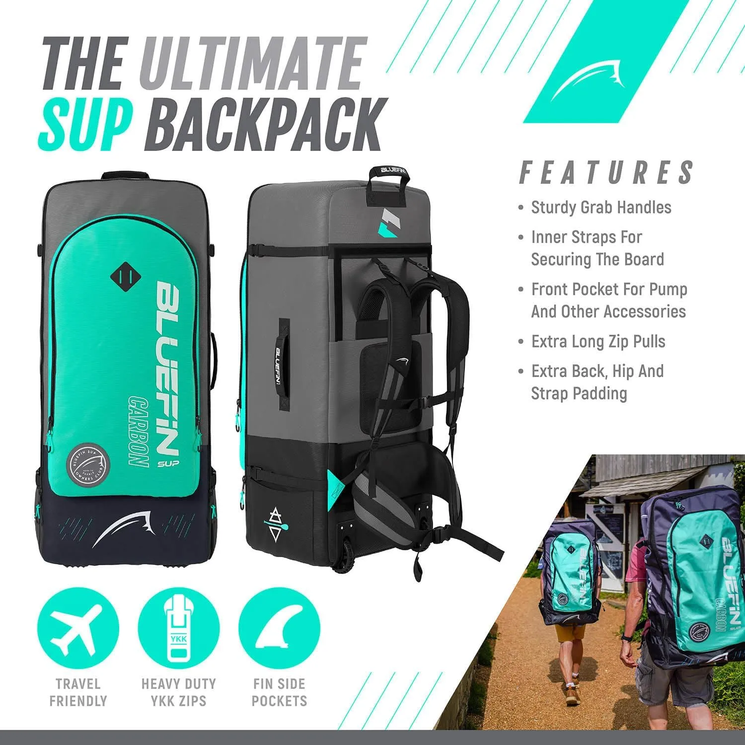 Bluefin® Cruise SUP Boards Premium Stand Up Inflatable Paddle Board Stable Design Non-Slip Design with Fibreglass Paddle & Accessories 5 Year Warranty Multiple Sizes for Adults