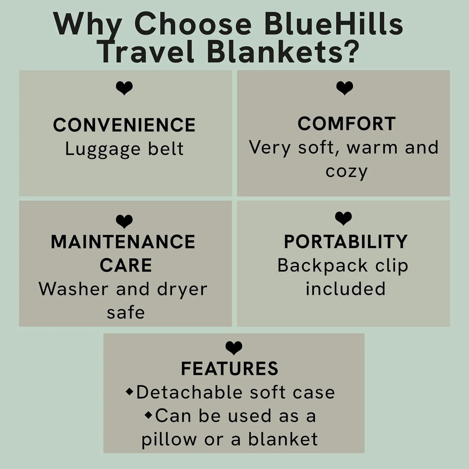 BlueHills Premium Soft Plush Travel Blanket Pillow for Airplane Traveling Essentials in a Bag Flight Throw with Backpack Clip Compact Portable Plane Accessories Ivory White - T025