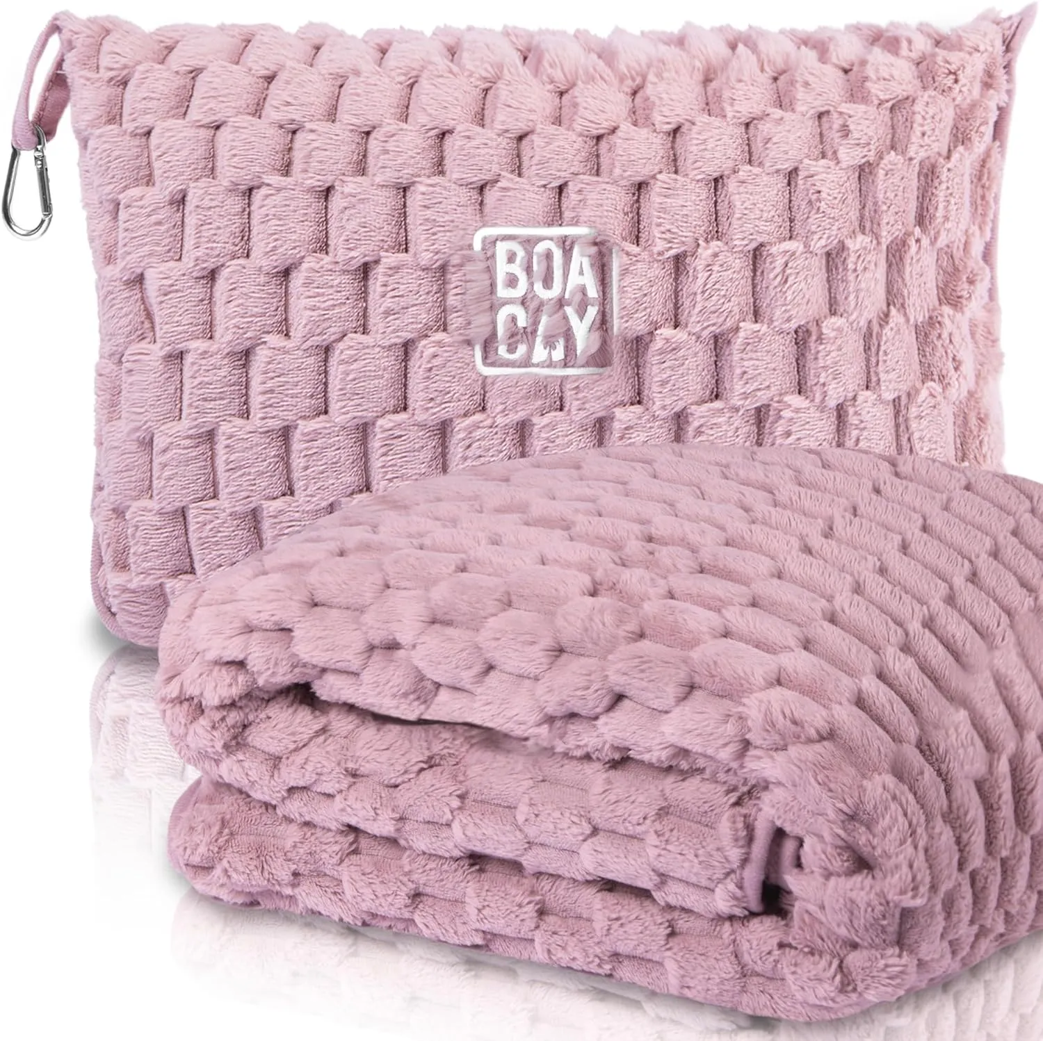 BOACAY Packable Travel Blanket for Airplane, Car - Compact Office Blanket - Portable Pillow for Adults, Kids with Case, Luggage Sleeve, Backpack Clip