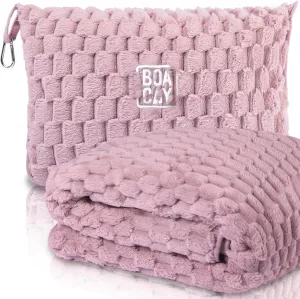 BOACAY Packable Travel Blanket for Airplane, Car - Compact Office Blanket - Portable Pillow for Adults, Kids with Case, Luggage Sleeve, Backpack Clip