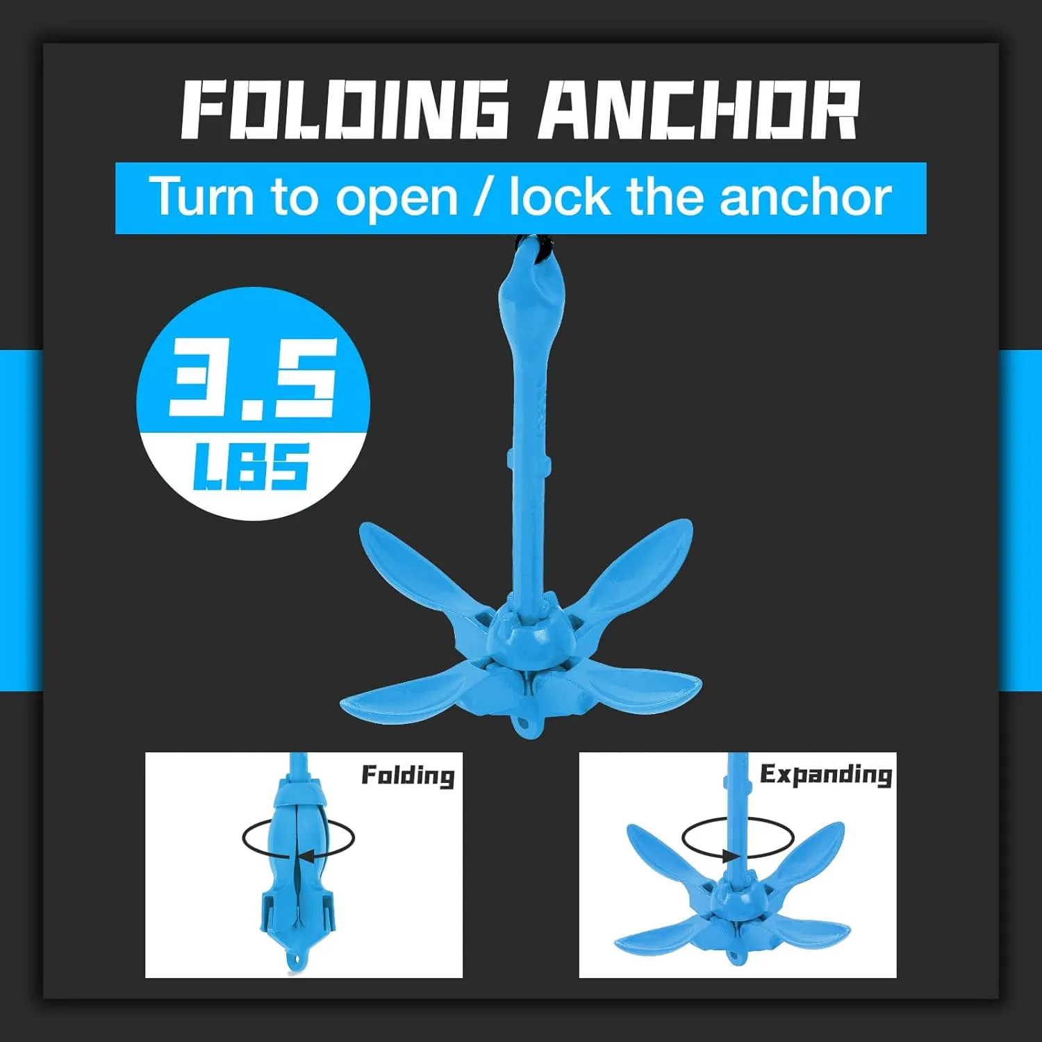 Boat Kayak Anchor Kit 40ft Rope & Storage Bag - Accessories for Kayaks, Canoes, SUP Boards, Small Boats, Jet Skis & PWCs