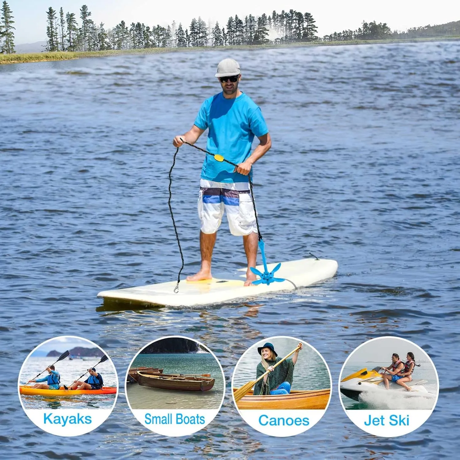 Boat Kayak Anchor Kit 40ft Rope & Storage Bag - Accessories for Kayaks, Canoes, SUP Boards, Small Boats, Jet Skis & PWCs