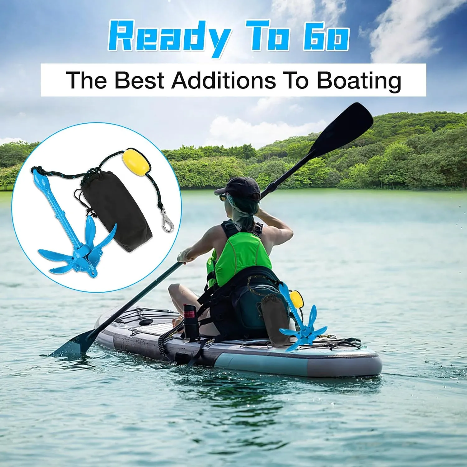 Boat Kayak Anchor Kit 40ft Rope & Storage Bag - Accessories for Kayaks, Canoes, SUP Boards, Small Boats, Jet Skis & PWCs