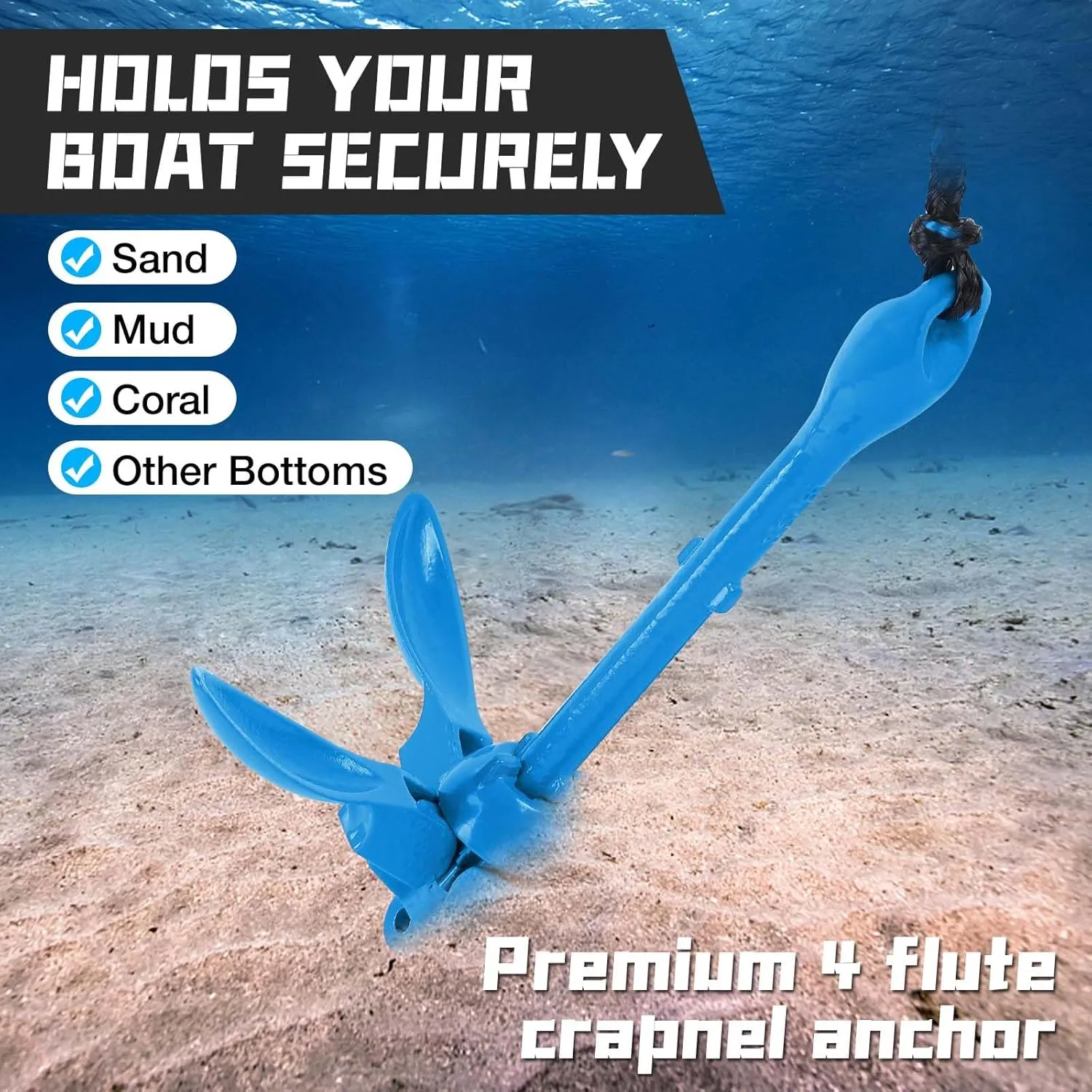 Boat Kayak Anchor Kit 40ft Rope & Storage Bag - Accessories for Kayaks, Canoes, SUP Boards, Small Boats, Jet Skis & PWCs