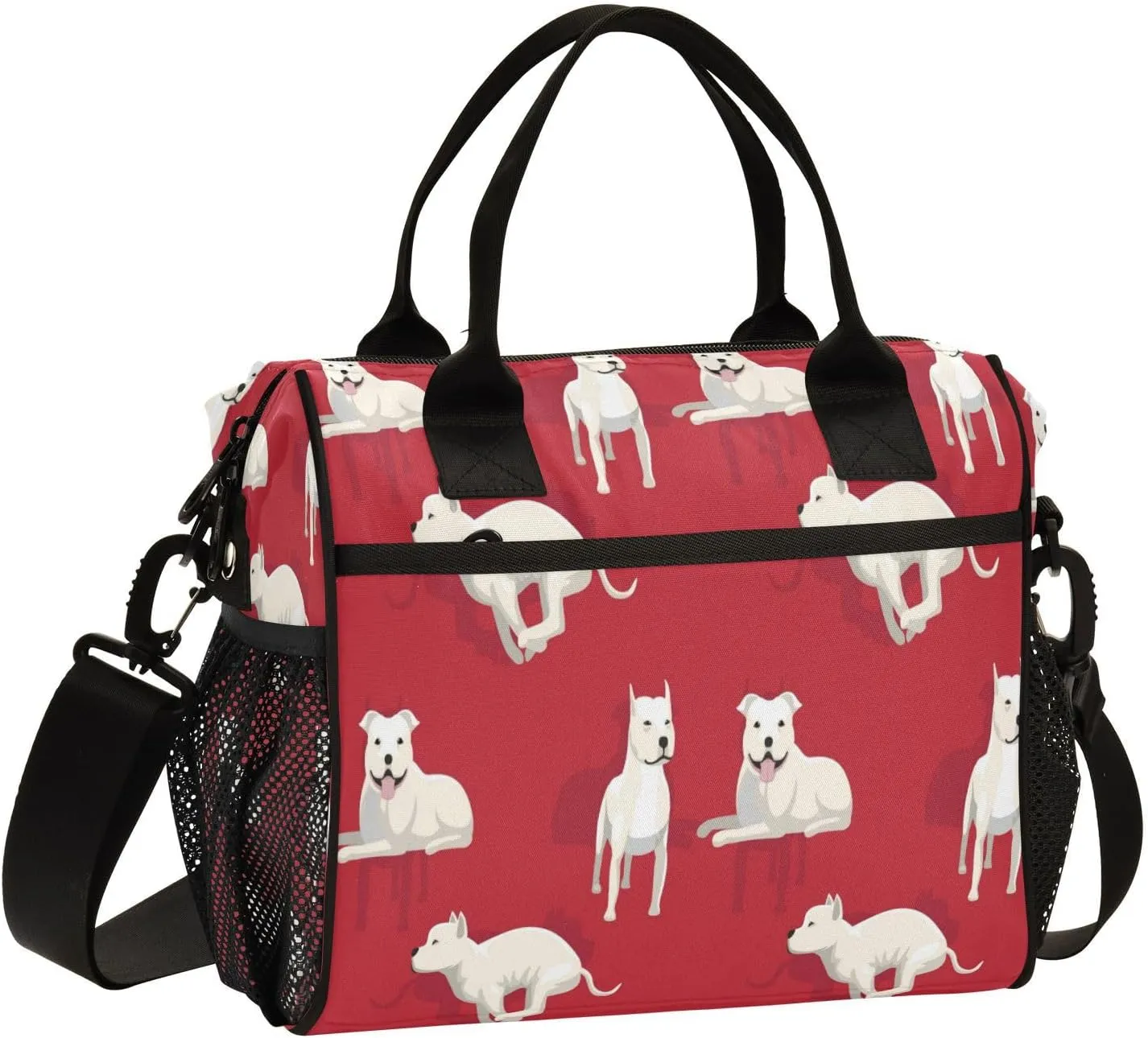 Boccsty Dog Pit Bull Terrier Kids Reusable Lunch Box Boys Girls Insulated Lunch Bag Women Men Cooler Tote Bag Organizer Meal Prep for School Office Picnic M